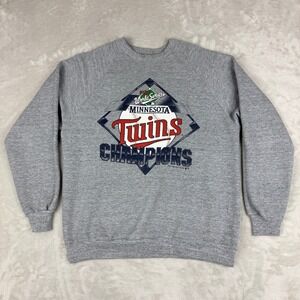 VTG Jerzees Minnesota Twins 1987 World Series Sweatshirt Men XL (Fit M) Gray MLB